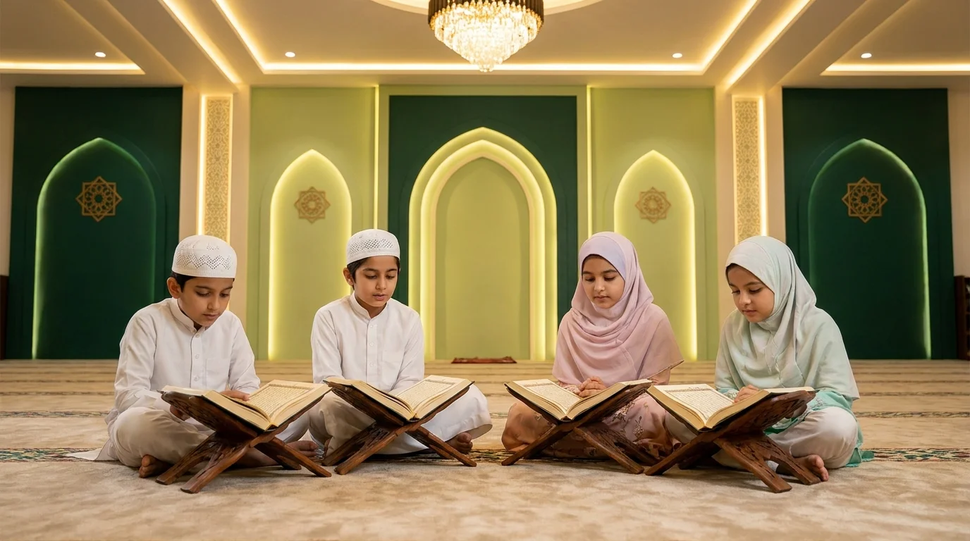 Children reading Holy Qurans
