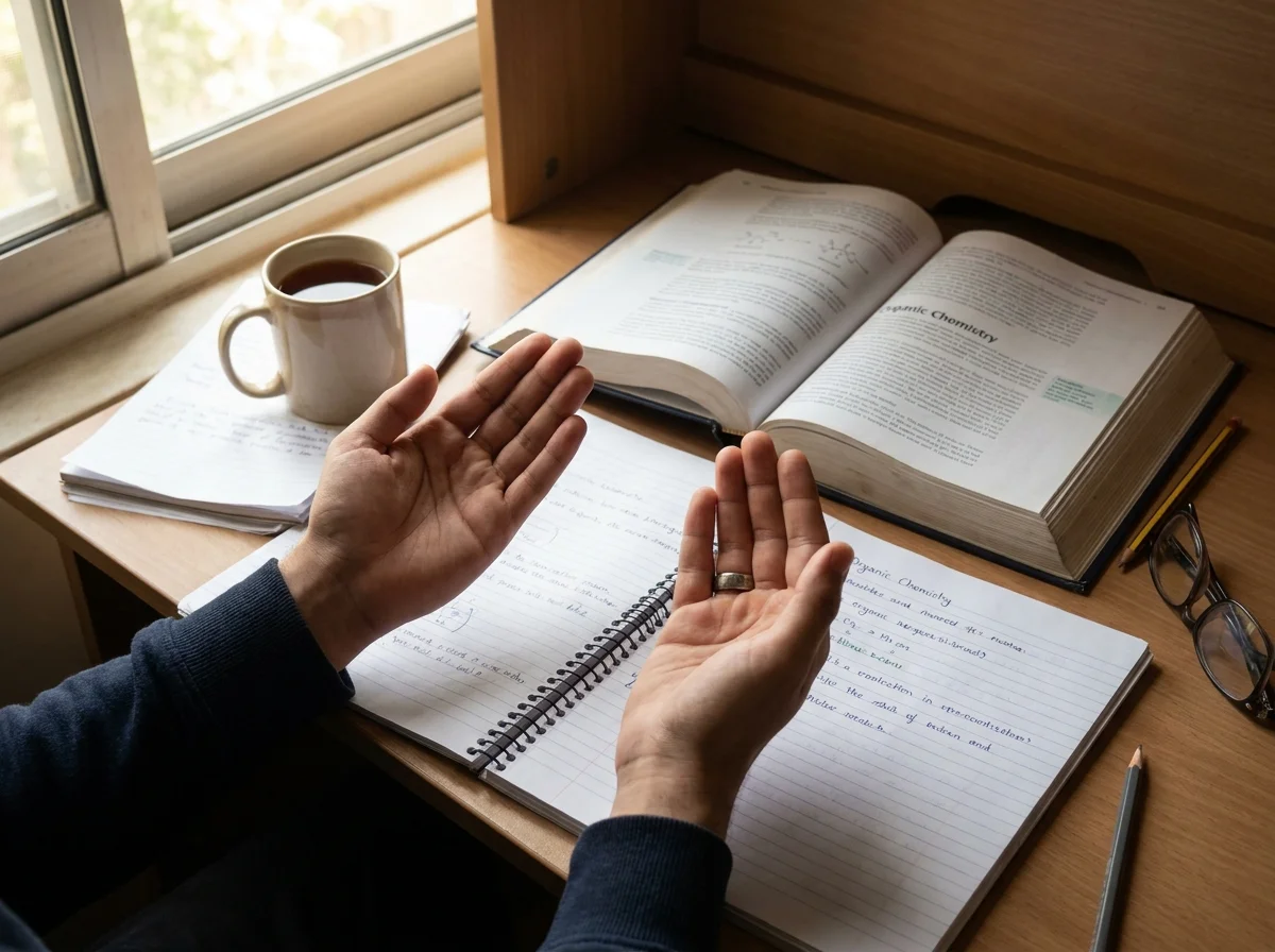 Student making dua for studying before an exam