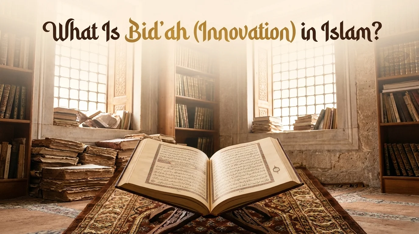 What is bid'ah innovation in Islam guide featured image with Quran and prayer mat