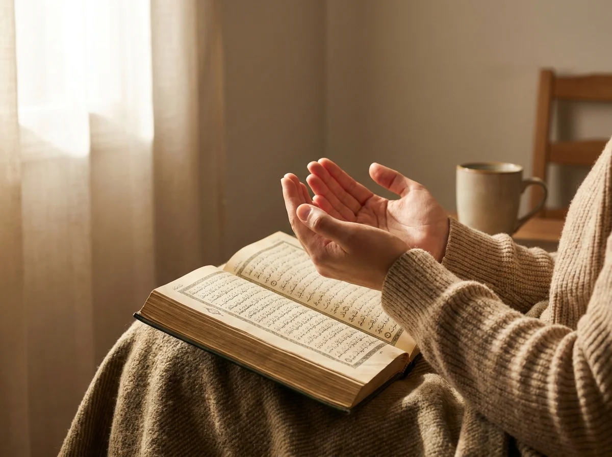Muslim making dua for protection from the evil eye in Islam